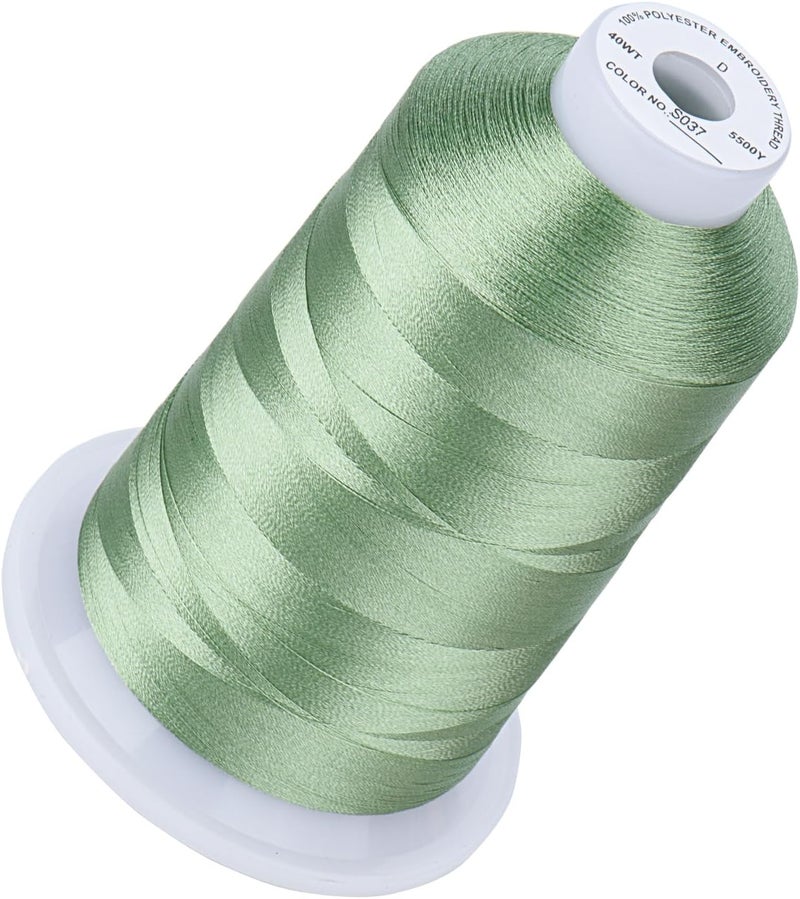 simthread 5500Yds Embroidery Thread, 5000M High-Yardage 40WT 100% Polyester Thread – 170+ Vivid Colors, High-Speed Rated – Compatible with Brother, Singer, Janome & More - Grey Green S037 - Image 1